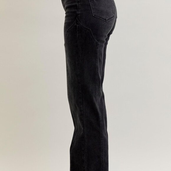 Judy Blue Mid Rise Straight Western Seam Detail Jeans - Picture 9 of 12